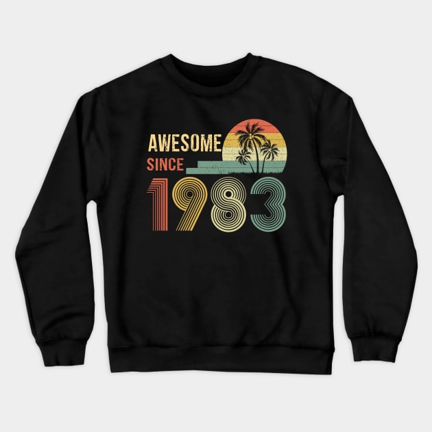 39 Years Old Awesome Since 1983 Gifts 39th Birthday Gift Crewneck Sweatshirt by peskybeater